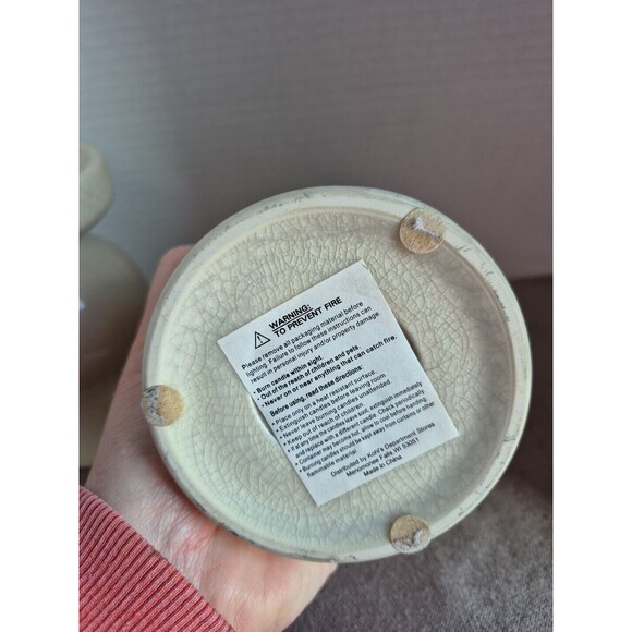 Modern Crazed Glazed Set Of 2 Candle Holders Cream Colored - Picture 8 of 13